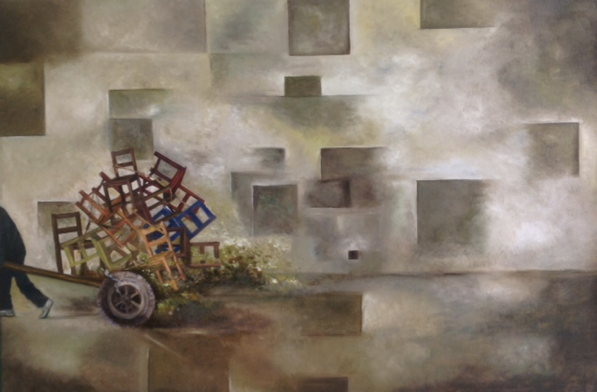 Título: “Mudanza” Técnica: Óleo sobre tela Tamaño: 55 x 100 cm Año: 2014